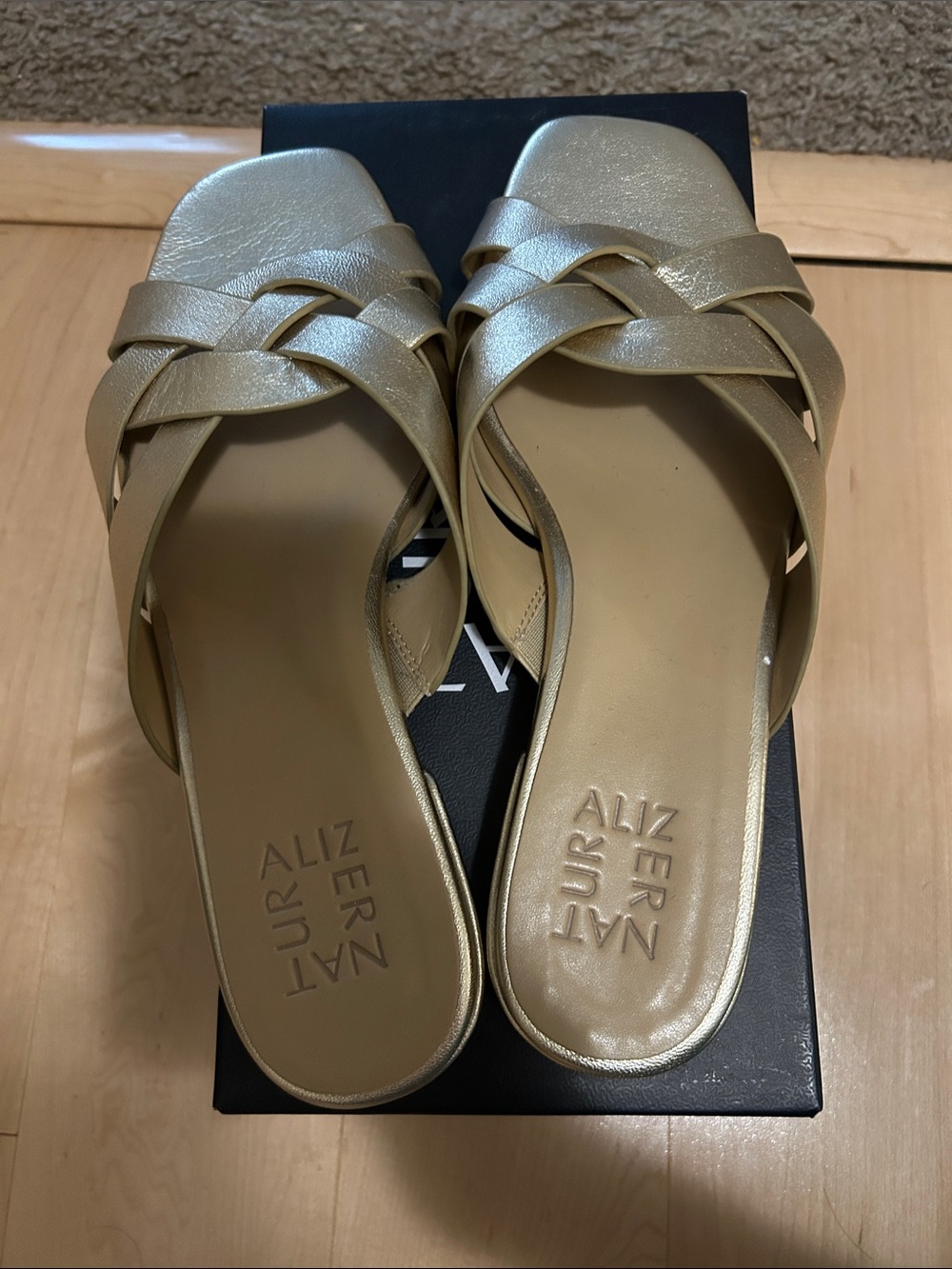 Naturalizer Gold Braided Slide Sandals . Excellent condition .